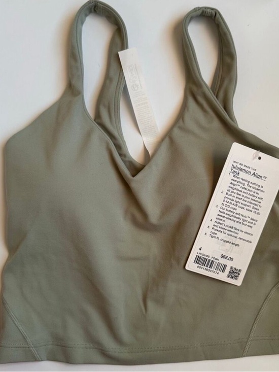 lululemon athletica Tops - NWT Lululemon Align Tank Fog Green Cropped Strappy Nulu Fabric Size 4 A / B Cup